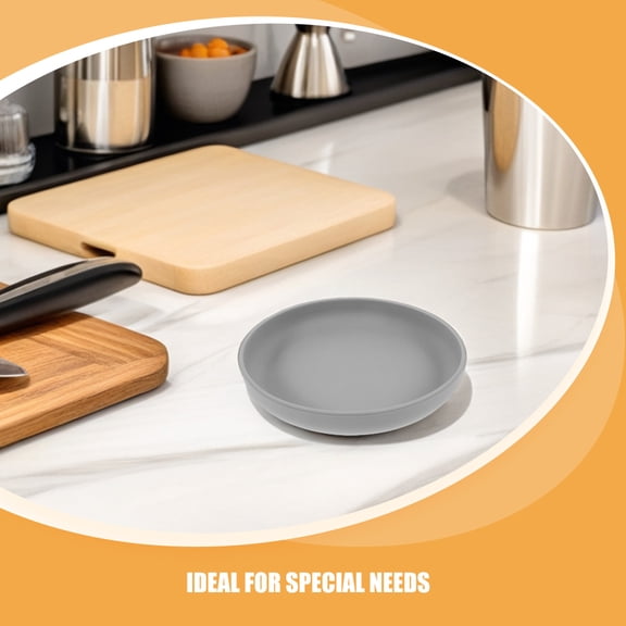WRISTBIQUE 2-Pack Silicone Dinner Plates for Elderly, Deep Gray Non- Tableware, Home Use Kitchen Plates