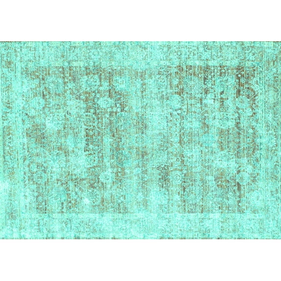 Ahgly Company Indoor Rectangle Persian Turquoise Blue Traditional Area Rugs, 5' x 7'