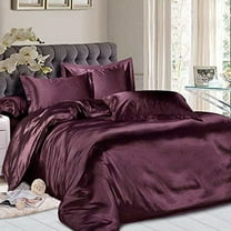 Vuvet Bedding 100% Pure Silk Sateen Sheet Set | 4 Pcs | Fitted Sheet Fits Up to 15" Deep Pocket Mattress | Flat Sheet Fitted Sheet & Pillowcase Set | Wrinkle Free Fade Resistant (Full, Wine)