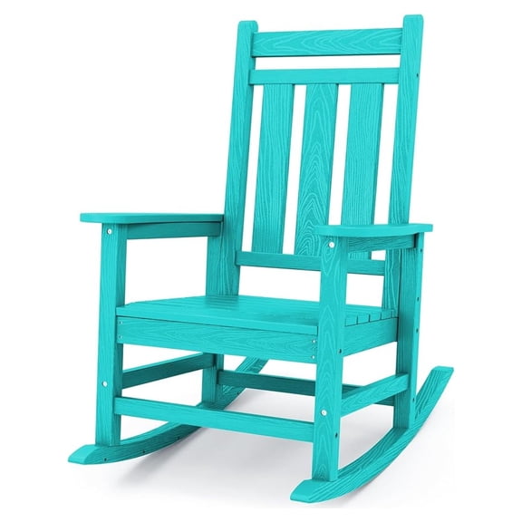 Oversized Outdoor Rocking Chair, All-Weather Patio Rocking Chairs for Porch, HDPE Outdoor Patio Rockers with High Back & Wide Seat for Garden, Lawn, Aruba