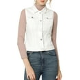 thumbnail image 5 of INSPIRE CHIC Women's Washed Denim Button Sleeveless Vest Jacket with Pockets S White, 5 of 7