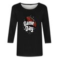 thumbnail image 4 of SOOMLON Womens 3/4 Length Sleeve Blouses Plus Size Tunic Game Day Tops Casual Crew Neck Shirts Cute Football Mom Print T Shirts 2025 Trendy Spring Summer Ladies Tops Loose Outfits Pullover Black XL, 4 of 4