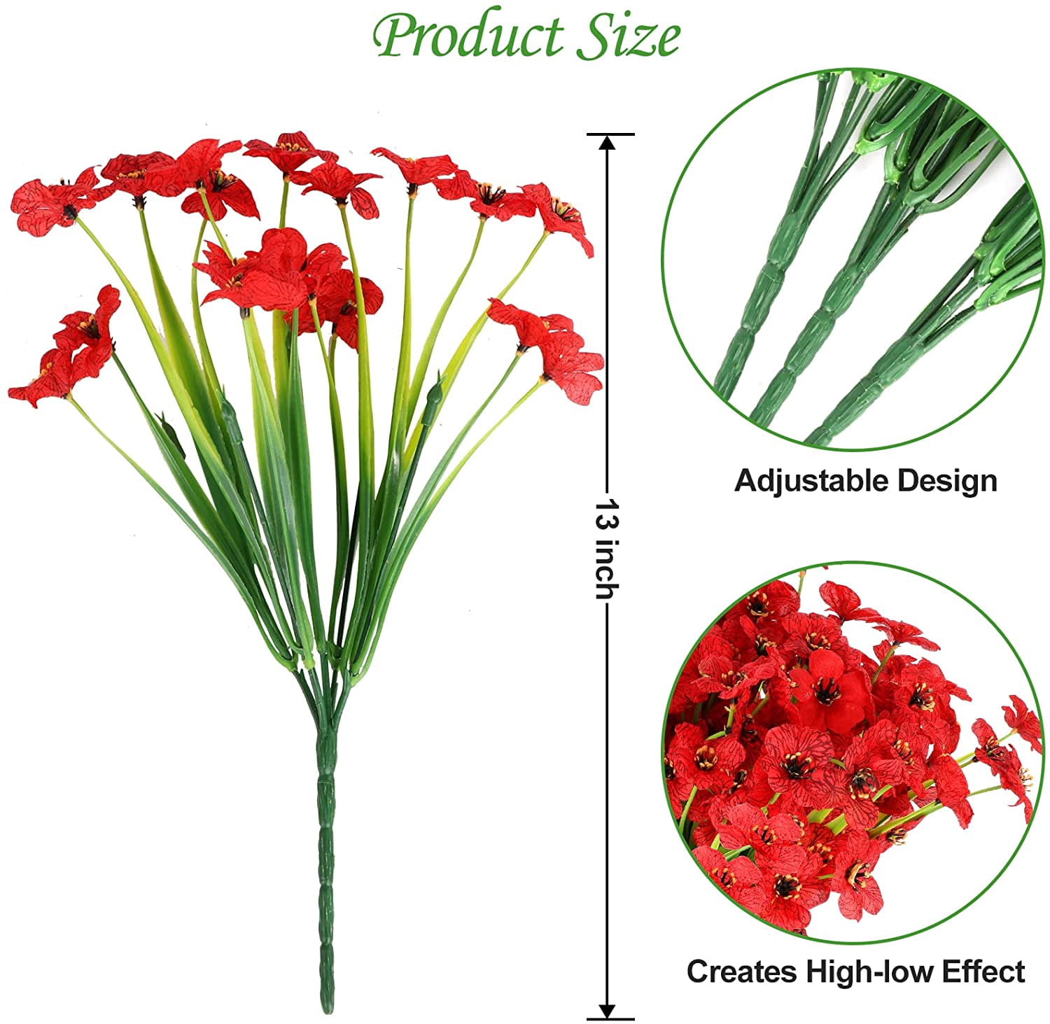 Sinhoon 6/12/18 Bundles Artificial Flowers UV Resistant Fake Flowers for Outdoor No Fade Faux Plastic Greenery Shrubs Garden Decor