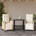 thumbnail image 1 of vidaXL 3 Piece Garden Dining Set with Cushions Beige Poly Rattan, 1 of 5