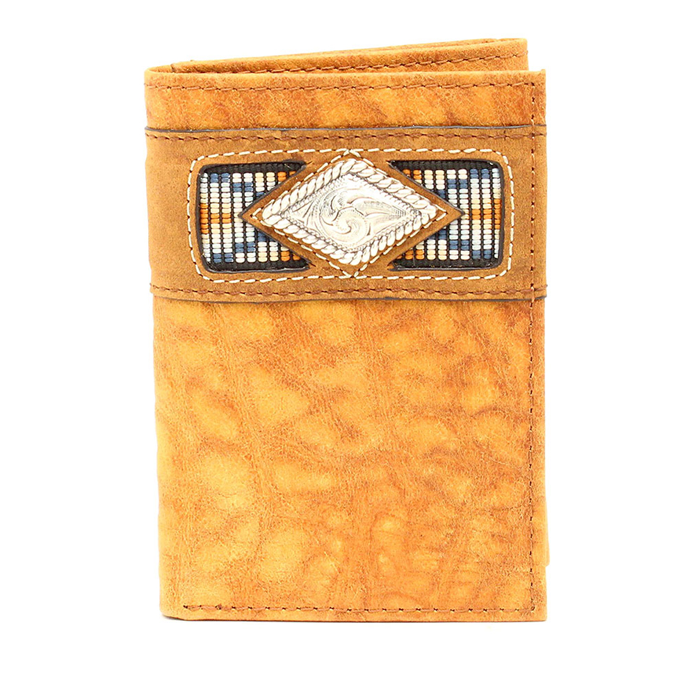 ARIAT Men's Western Trifold Wallet - Two-Tone Medium Brown Genuine Leather, Slim Fit (A3552744) - View #3