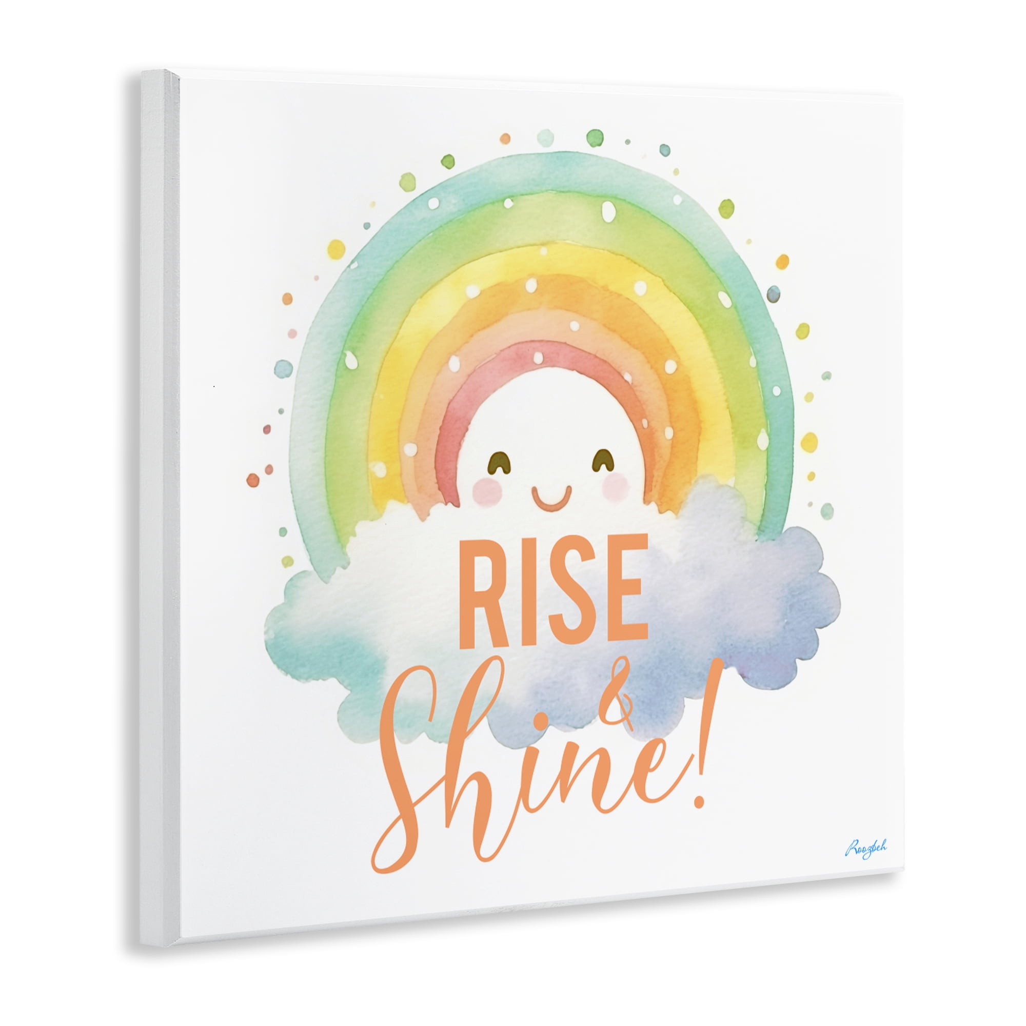Stupell Industries Rise Shine Happy Rainbow Wall Plaque Art, design by Roozbeh
