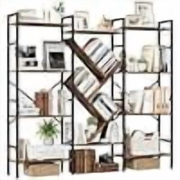 Estantería Ancha de 4 Niveles, Librero Convertible de Triple Ancho con 12 Cubos Abiertos, Estructura de Acero y Tableros de Madera Certificados FSC, 4 Ganchos, Soportes Anti-vuelco, 62.5 x 9.5 x 55