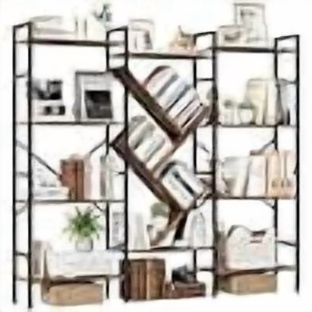 Estantería Ancha de 4 Niveles, Librero Convertible de Triple Ancho con 12 Cubos Abiertos, Estructura de Acero y Tableros de Madera Certificados FSC, 4 Ganchos, Soportes Anti-vuelco, 62.5 x 9.5 x 55