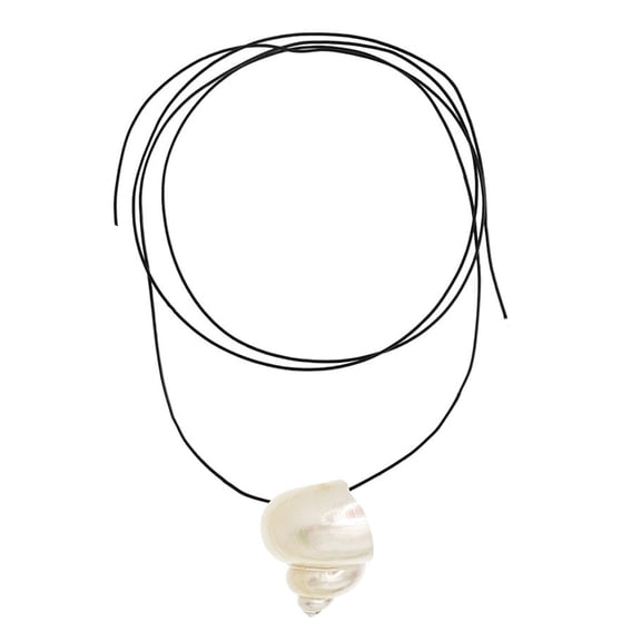 Minimalist Ornamental Seashells Necklace Soft Adjustable PU Leather Cord Jewelry Unisex Accessory for Women and Men
