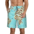 thumbnail image 2 of Uemuo World Travel Line Icons Map Pattern Men's Swim Trunks Hawaiian Beach Bathing Suit Swimsuits Beach Quick-Dry Shorts with Pockets-Large, 2 of 9