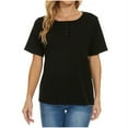 thumbnail image 1 of Moda mujer verano Casual suelta manga corta Pullove blusa sólida camiseta Fridja  ghk992, 1 of 8