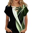 thumbnail image 2 of nochalofo Green V-Neck Casual Graphic Tees for Women, Summer Tops Short Sleeve Shirts Tshirts Loose Casual Tunic Blouses Tees, 2 of 4
