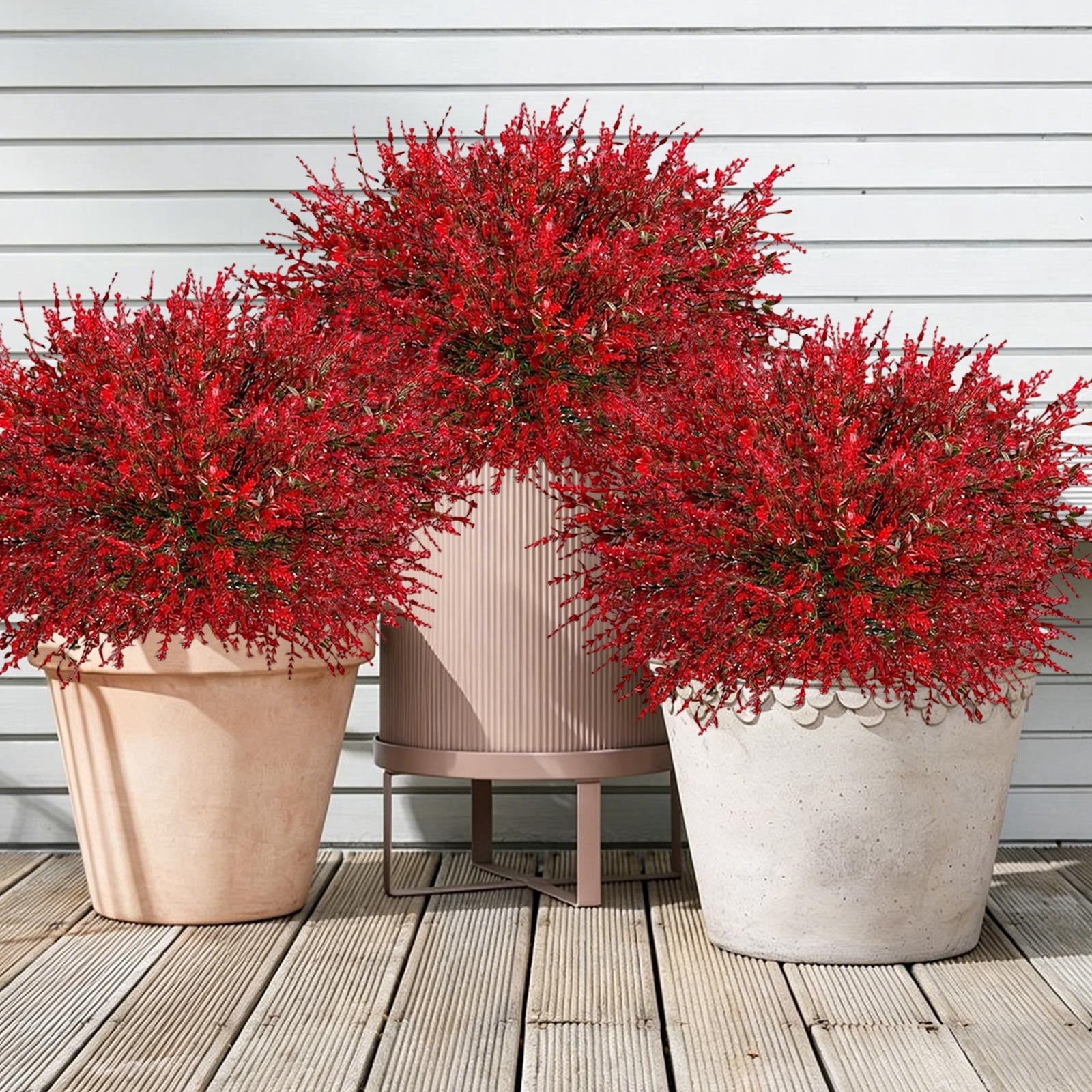 Artificial Flowers for Outdoors Artificial Purple Lavender Ground Plug for Patio and Garden, UV Resistant Outdoor Spring Summer Home Decoration, Faux Flower with Stake 20.9 Inches Red