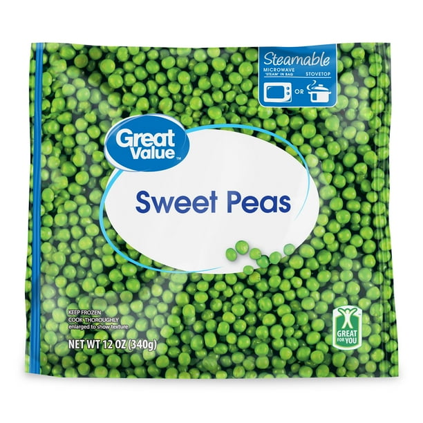 Great Value Frozen Sweet Peas, 12 oz Steamable Bag