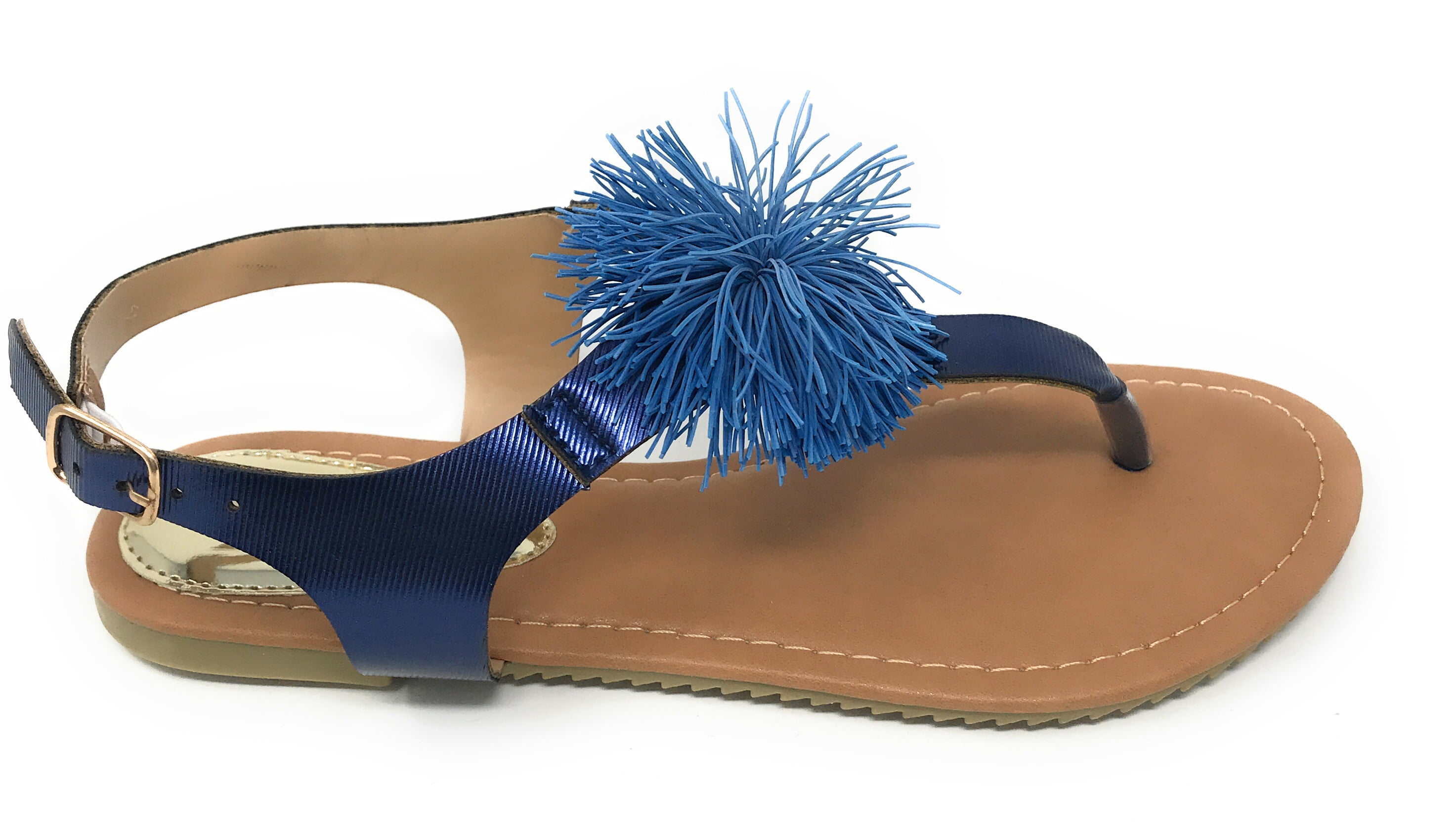 Victoria K Women's PomPom With Side Buckle Sandals