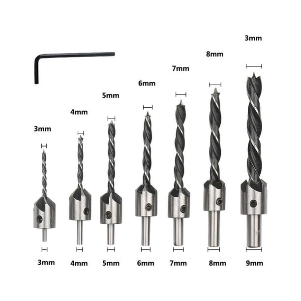 Acheter Jeu de forets à fraise à cannelure de 3 à 10mm, jeu de forets à  trous HSS, jeu de forets à chanfrein pour le travail du bois, 5/8 pièces