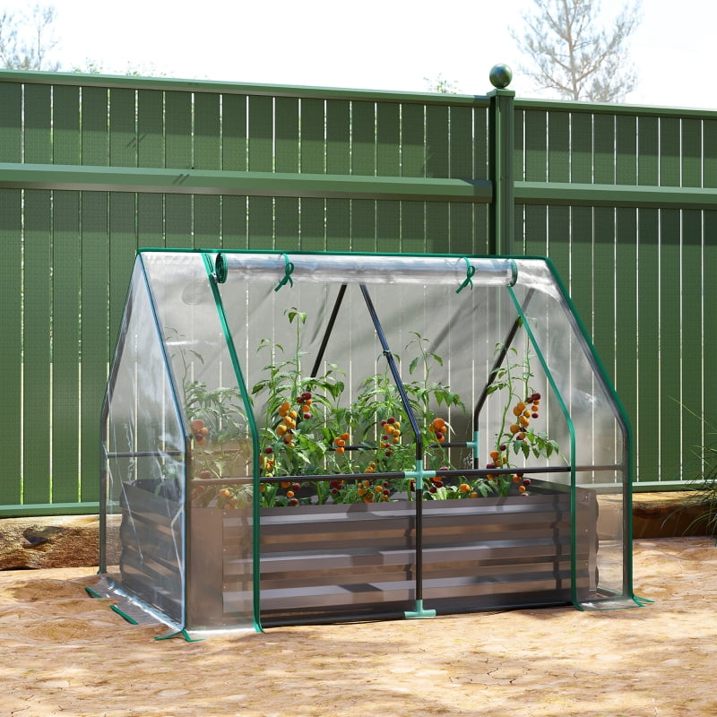 Alvantor Clear and Dark Gray 50"x37"x36" 2-in-1 Raised Planter with Greenhouse Cover