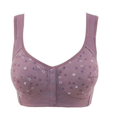 Audhol Plus Size Bralettes for Women High Support Bras for Women Adjustable Strap Full Coverage Up Bras Comfortable No Underwire Wireless Bras Front Closure Bras for Women Grey 42