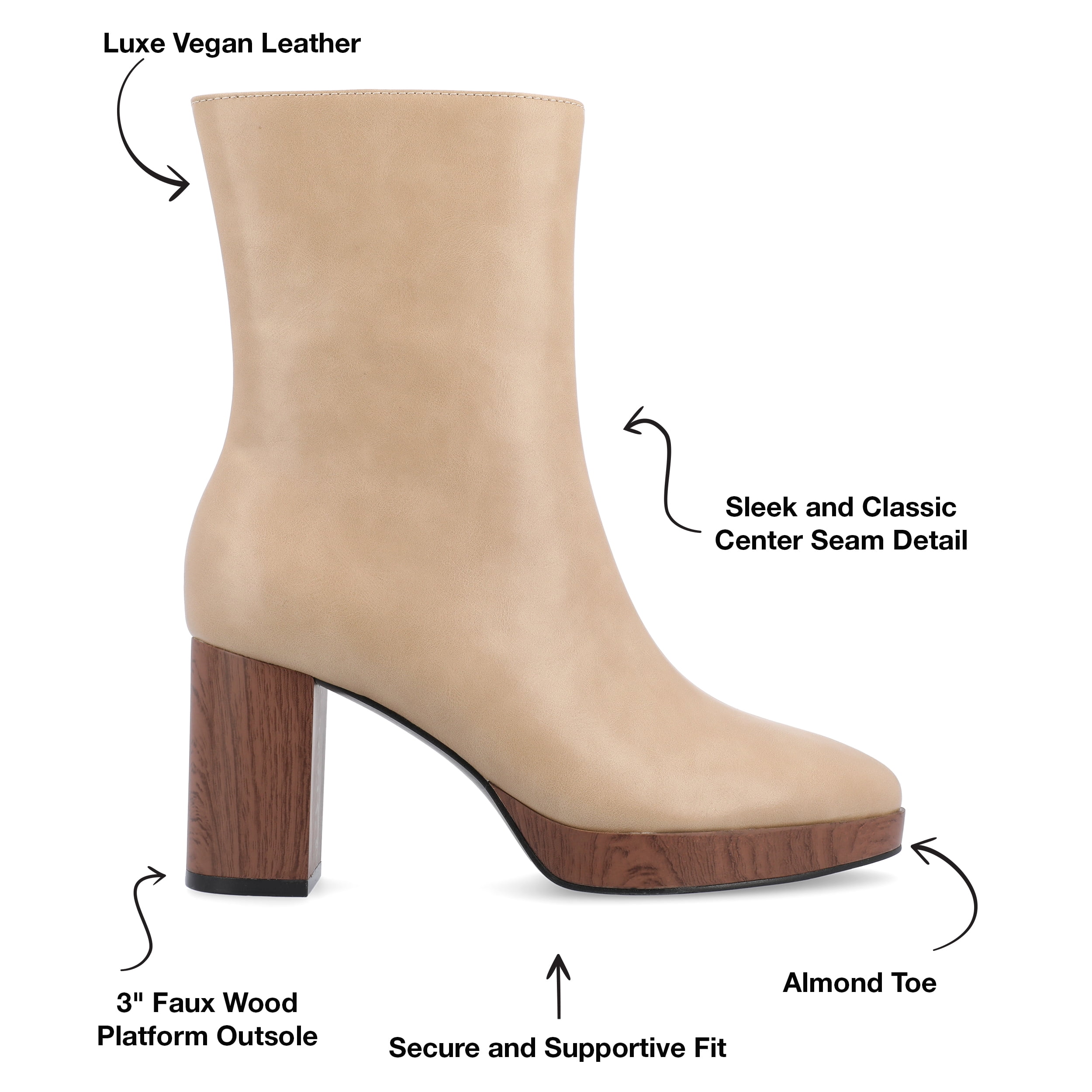 Journee Womens Romer Platform Almond Toe Booties, Widths Available