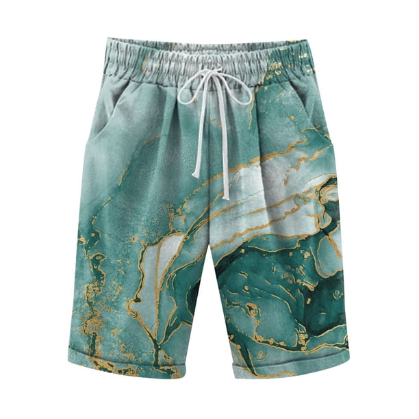 Pantalones Cortos Para Mujer Moda Casual Cintura Elástica Suelta Bolsillos Pantalones Estampados Odeerbi ODB152497