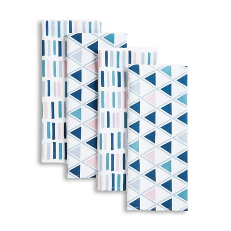 Bamboo Kitchen Towel - Mainstays Simple Geo Kitchen Towel, Blue, Set of 4