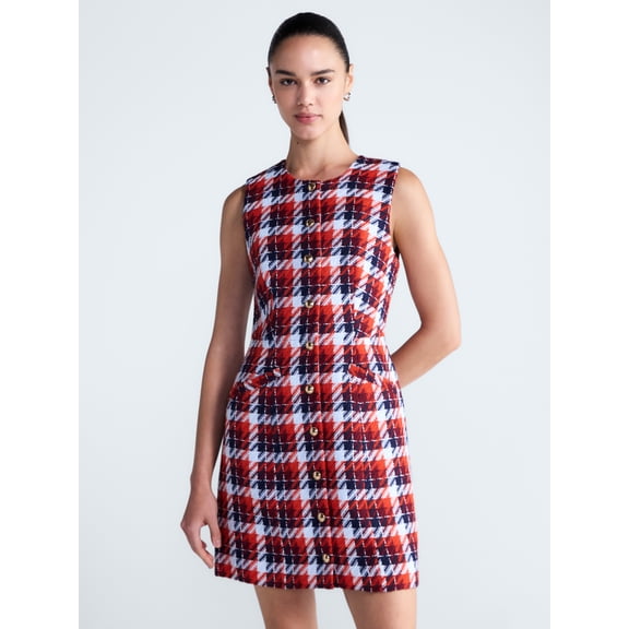 Free Assembly Women's and Women's Plus Sleeveless Tweed Mini Dress, Sizes 0-28