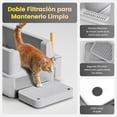 thumbnail image 3 of Arenero para Gato de Acero Inoxidable Caja de Arena con Tapa Bandeja de Arena XL Extragrande de Alto Costado para Gatos Grandes Arenero para Gato Autolimpiable con Cuchara y Filtro Antifugas, 3 of 7