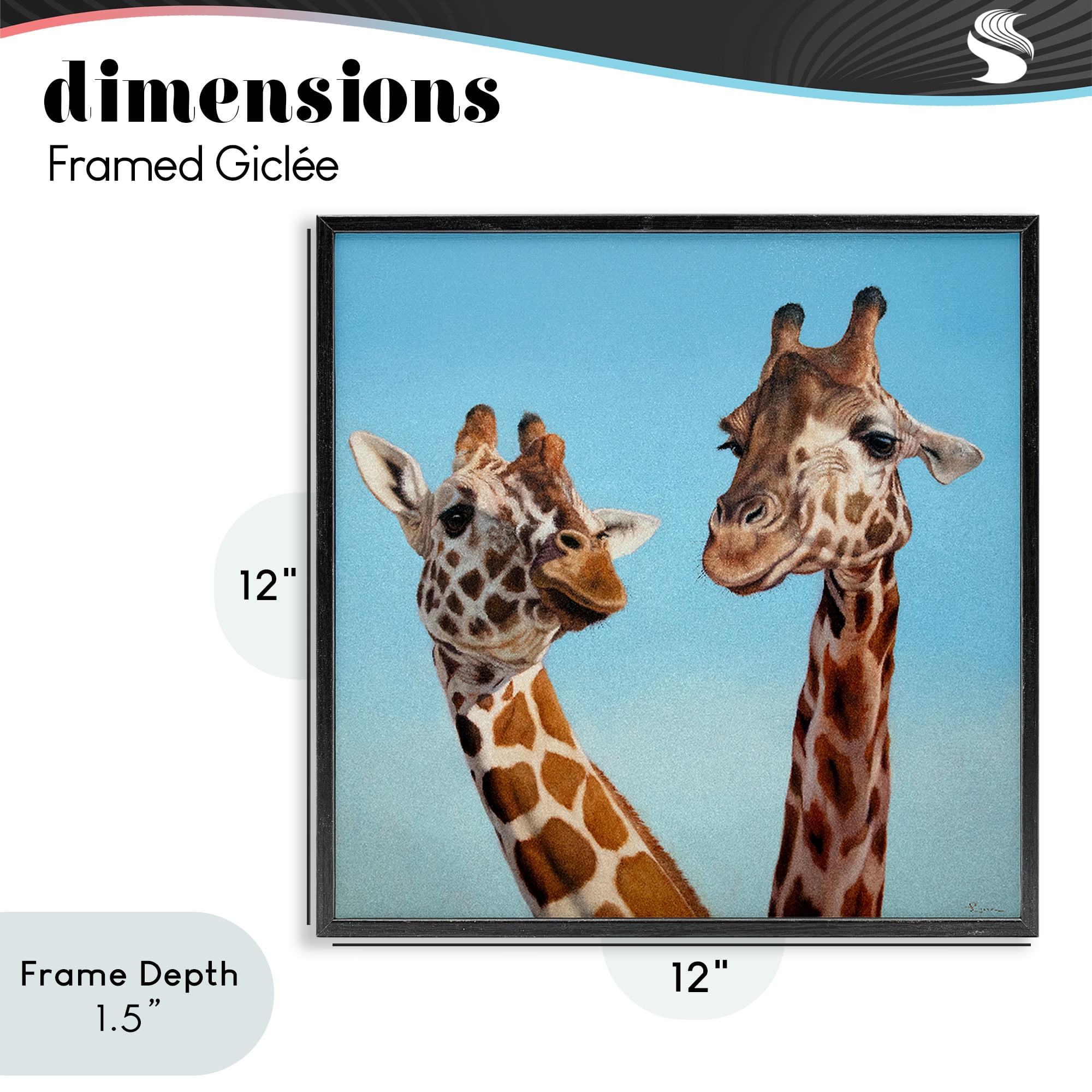 Stupell Industries Romantic Soulmate Giraffes Black Framed Giclee Art, design by Lucia Heffernan