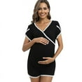 thumbnail image 4 of Women Maternity Nursing Pajamas Set Short Sleeve Breastfeeding Sleepwear Suit Nursing Pjs Set Double Layer Postpartum Top and Shorts Set S-XXXL, 4 of 7