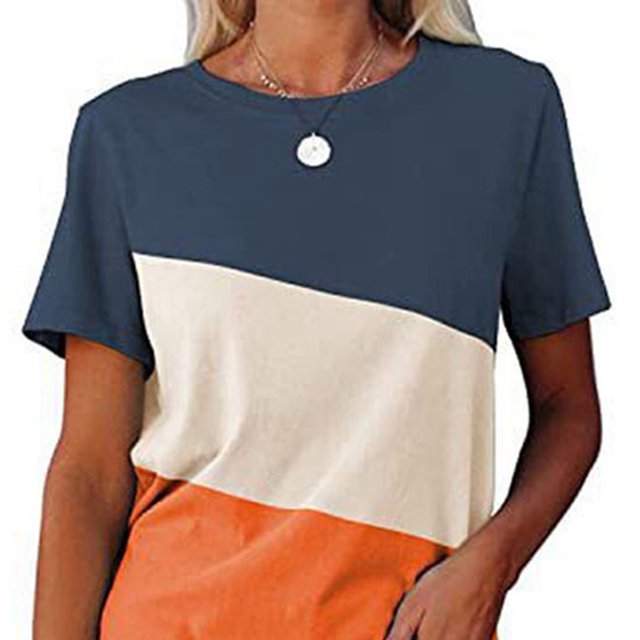 Camiseta de cuello redondo, camiseta de cuello redondo para mujer, camisa de manga corta informal, manga corta, máxima confiabilidad