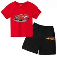 thumbnail image 3 of Ropa de verano de algodón con dibujos animados para niños, camiseta de Pixar Car Lightning Mcqueen, camiseta para niños de 3 a 14 años, conjunto de camiseta y pantalones cortos, 3 of 5