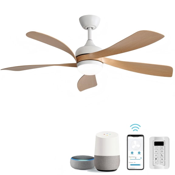 Sofucor 52" Smart Ceiling Fan, Indoor/Outdoor Ceiling Fans with Lights and Remote, Works with Alexa/Google/App, 3-Color Light 6-Speed Timing