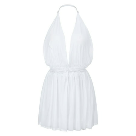 adviicd White Nightgown Plus Size Lingerie Lace Womens Strap Chemise Nightgown V Neck Nighty Mesh Sleepwear Side Slit Nightdress White M