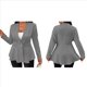 thumbnail image 3 of Chaqueta Texturizada con Botones, Cuello en V y Dobladillo con Volantes para Mujer, Talla Grande Gris XL, 3 of 5