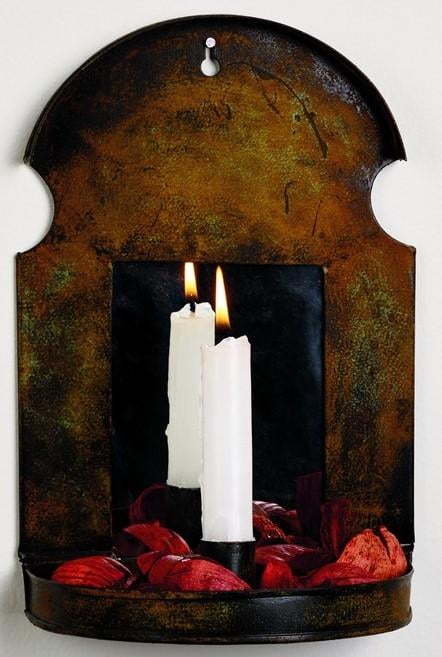 Wood Taper Candle Wall Sconce Country Primitive Décor