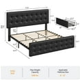 thumbnail image 7 of King Size Upholstered Bed Frame with Adjustable Headboard and 4 Storage Drawers, Velvet Platform Bedframe, Strong Wood Slat Support, No Noise, No Box Spring Needed, 7 of 7