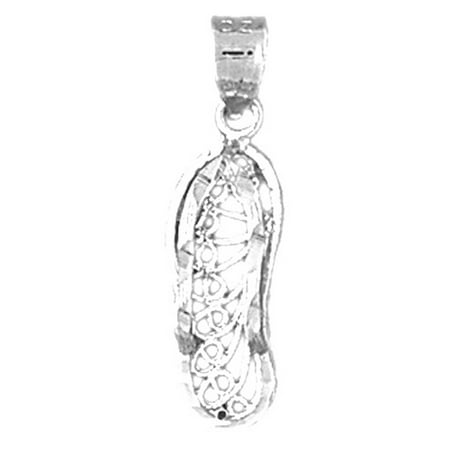 14K White Gold Flip Flop Pendant - 24 mm