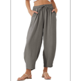 thumbnail image 2 of Women'S Summer High Waisted Baggy Pants Casual Ankle Length Trouser Slacks with Pockets Grey XXXL, 2 of 6