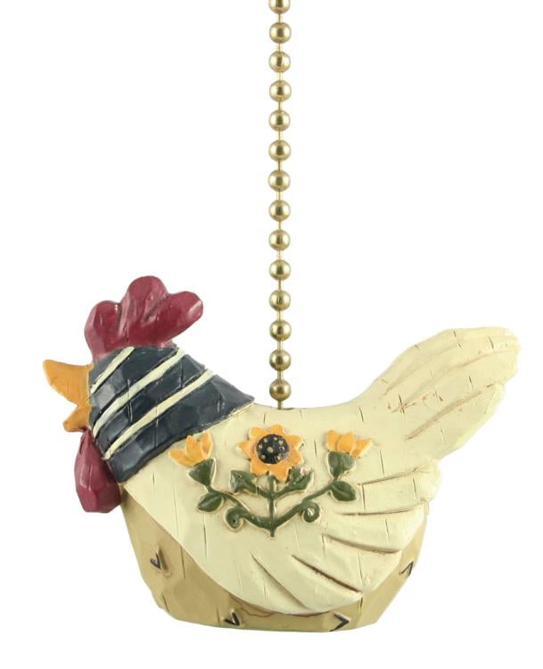White Rooster Country Chicken Ceiling Fan Pull-3D Design