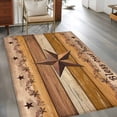 thumbnail image 2 of 3'x5' Rug for Living Room Bedroom, Western Texas Star Vintage Washable Area Rugs Non-Slip Carpet Mats, Retro Farmhouse Yellow Brown Wooden Indoor Low Pile Area Rug Runner for Kitchen, Mudroom, 2 of 8