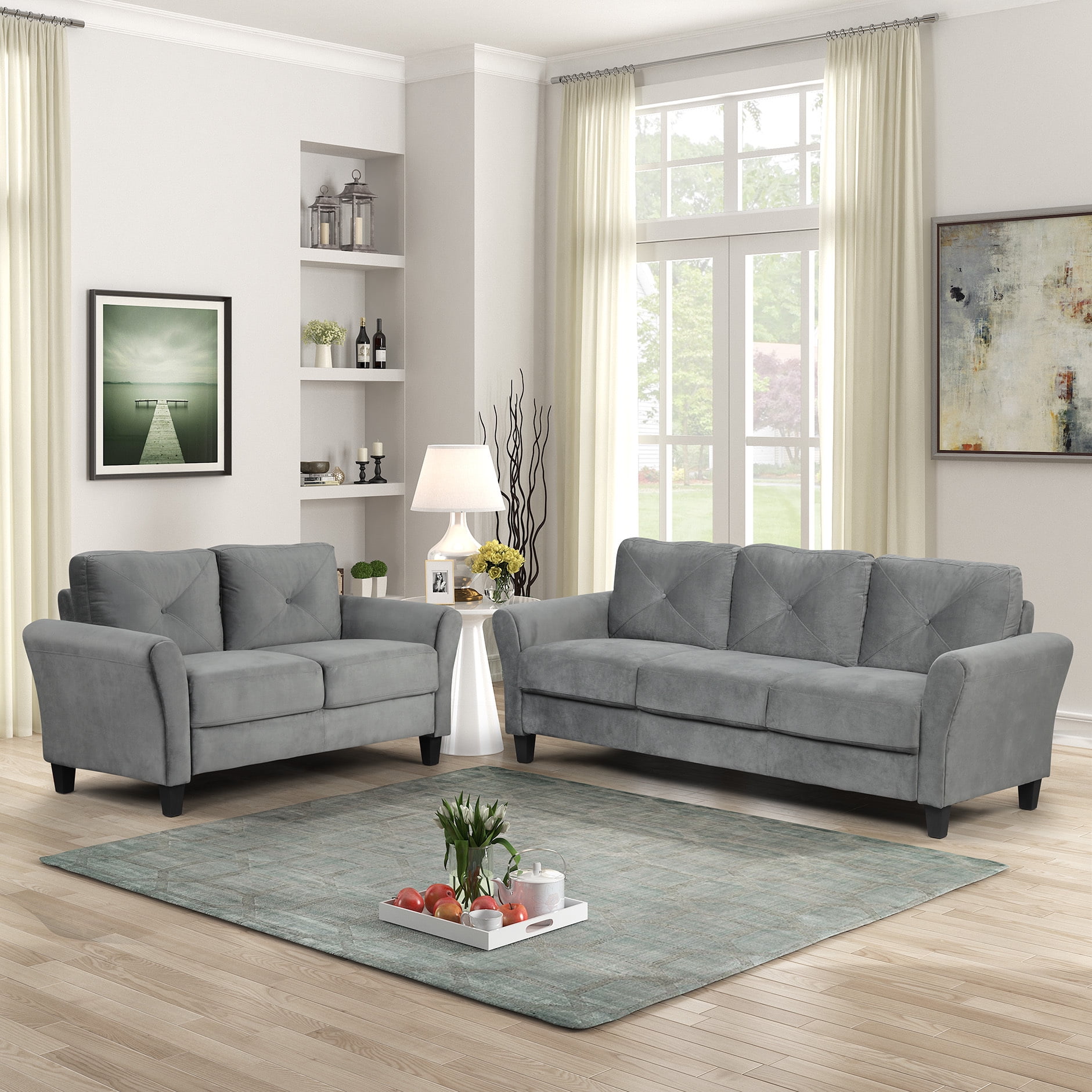 2 Piece Sectional Sofa Set Living Room