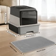 thumbnail image 3 of Cat Litter Box + Mat, Fully Enclosed Large Covered Kitty Toilet with Drawer Tray & Top Sifting Grate, Odor Control Design, 21.7*13.8in, 3 of 5