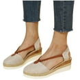 thumbnail image 4 of Wavsuf Wedge Sandals for Women Patchwork Bow Closed Toe Espadrilles Casual Summer Beige Sandals Shoes Size 40, 4 of 4