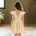thumbnail image 6 of HAOTAGS Girls Dresses,Cotton Blend Short Sleeve Round Neck Ruffle Trim Smock Dress Yellow 3-4, 6 of 9