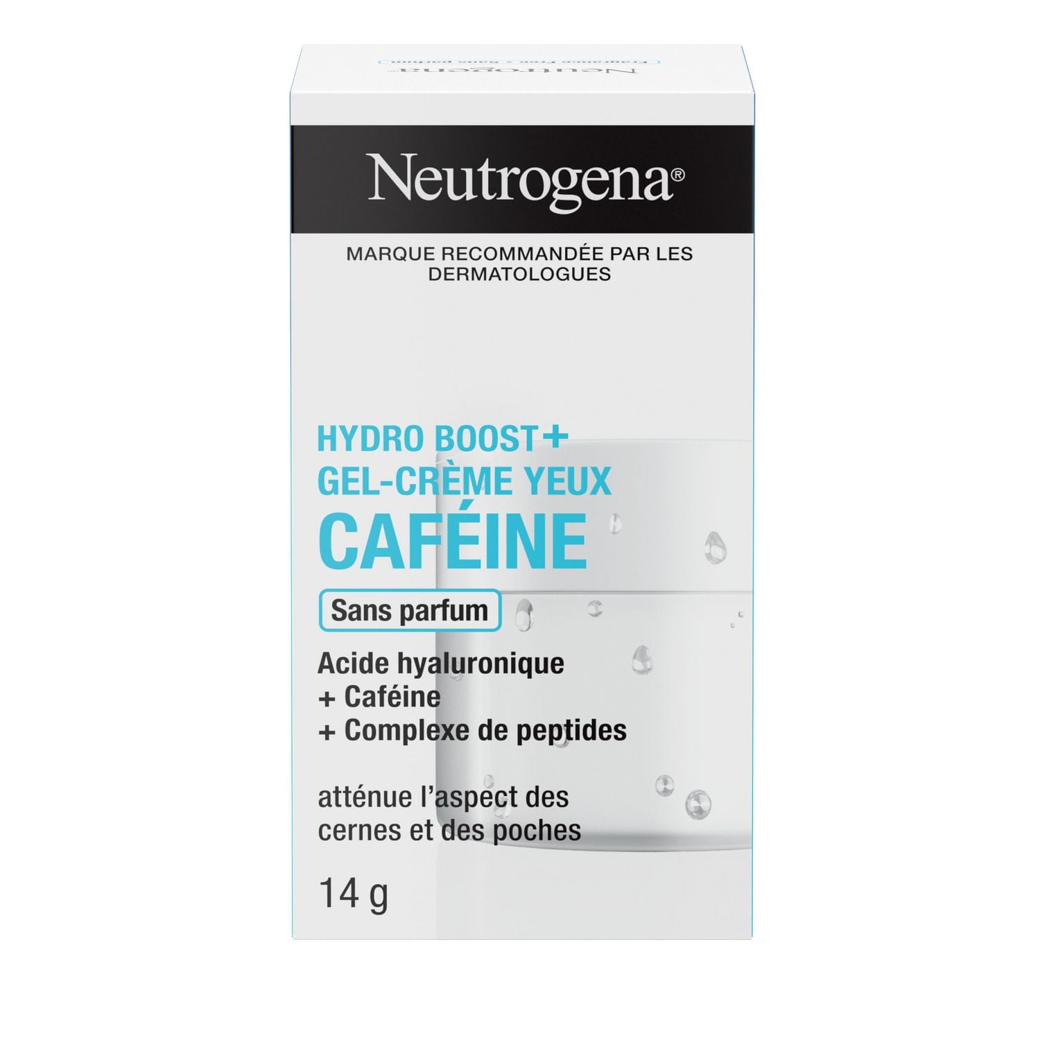 Neutrogena Hydro Boost+ Caffeine Eye Gel Cream, Hyaluronic Acid Eye Cream, Antioxidant Moisturizer, Fragrance Free, 14 g