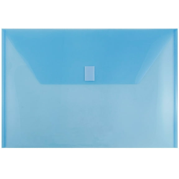 JAM Paper Plastic Envelopes with Hook & Loop Closure, Legal Booklet, 9 3/4 x 14 1/2, Blue, 3/Pack