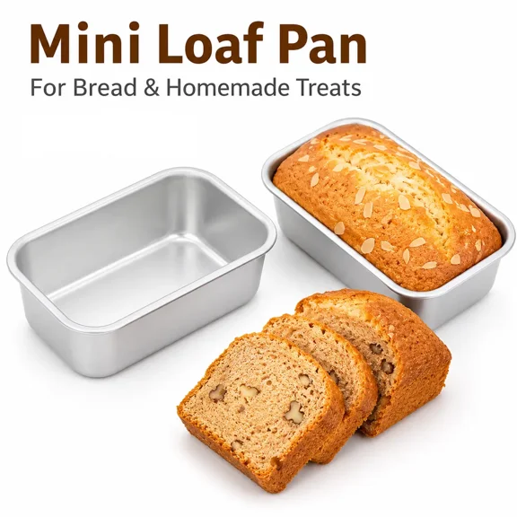 Mini Loaf Pans 4 Pack, Rectangular Metal Bread Baking Pans, Small Loaf Pan Molds for Bread, Cakes and Desserts, Reusable Baking Tins for Home Kitchen and Air Fryer