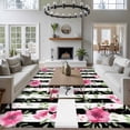 thumbnail image 3 of 6'x9' Area Rugs, Pink Red Flower Indoor Outdoor Area Rug for Living Room Bedroom, Watercolor Floral Leaf Black White Stripe Washable Bathroom Rugs Kitchen Floor Carpet Mats Home Decor Aesthetic, 3 of 8