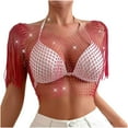thumbnail image 2 of Xaqiouau Women's Mesh Rhinestone Fringe Sleeve Cover Up Party Club Wear Sparkly Beaded Netting Garment Long Sleeve Open Shoulder Blouse Layering Piece for Evening Dance Outfit Style, 2 of 8