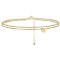 thumbnail image 1 of Pulseras de tobillo HUOGUO con iniciales en forma de corazón chapadas en oro de 14 quilates para muj, 1 of 1